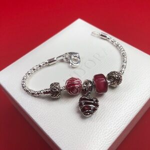 Pandora Silver Bracelet with Rich Red Accents